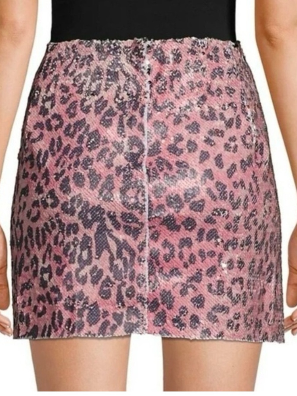 FREE PEOPLE PINK CHEETAH SEQUIN MINI SKIRT - NWT! - Picture 2 of 7
